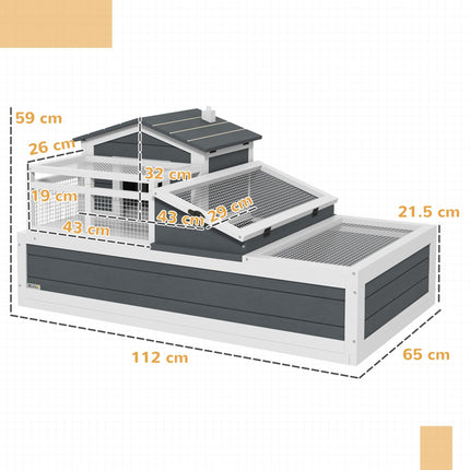 Tortoise House 3-Room 2-Story Habitat with Ladder, Balcony & Openable Roof - Grey