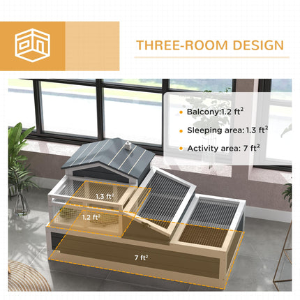 Tortoise House 3-Room 2-Story Habitat with Ladder, Balcony & Openable Roof - Grey