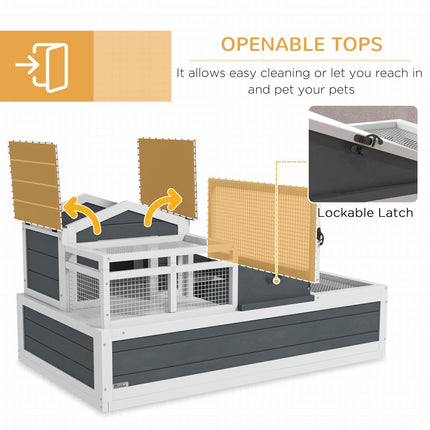 Tortoise House 3-Room 2-Story Habitat with Ladder, Balcony & Openable Roof - Grey