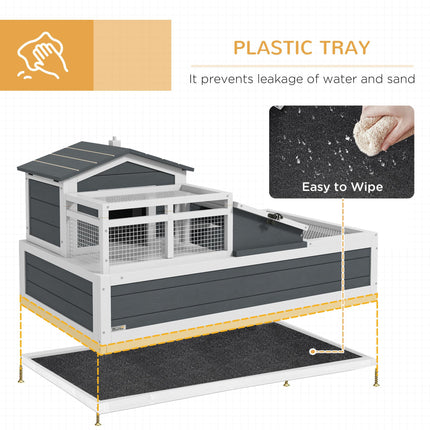 Tortoise House 3-Room 2-Story Habitat with Ladder, Balcony & Openable Roof - Grey