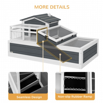 Tortoise House 3-Room 2-Story Habitat with Ladder, Balcony & Openable Roof - Grey