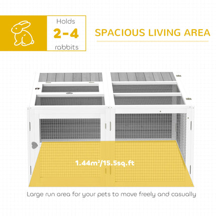 Rabbit Hutch with Openable Foldable Roof for 2-4 Pets - Light Grey