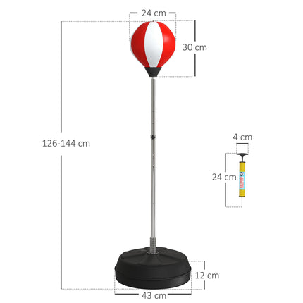 Adjustable Height Punching Bag with Stand and Speed Bag Boxing Set for Teens - Red