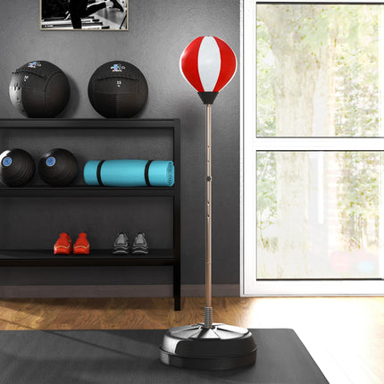 Adjustable Height Punching Bag with Stand and Speed Bag Boxing Set for Teens - Red