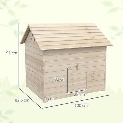 Wooden Duck House Poultry Coop for 2-4 Ducks with Openable Roof, Raised Feet & Air Holes - Natural