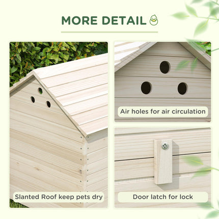 Wooden Duck House Poultry Coop for 2-4 Ducks with Openable Roof, Raised Feet & Air Holes - Natural