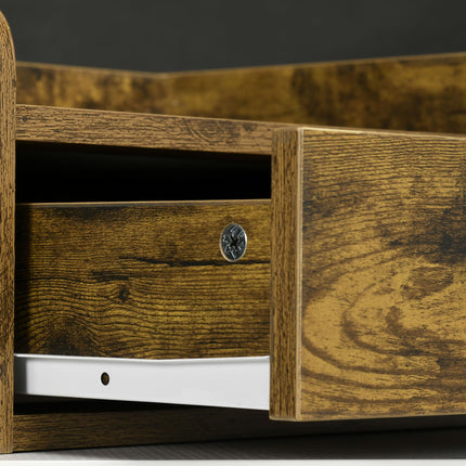 Floating Nightstand Set of 2 Wall Mounted Bedside Tables with Storage Drawer - Rustic Brown