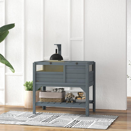Wooden Tortoise House with Shelter, Run, Lamp Holder, Shelf & Tray - Grey