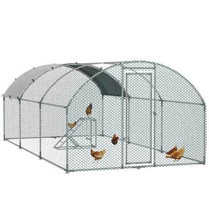 Walk In Chicken Run with Chicken Activity Shelf and Cover, 2.8 x 5.7 x 2m