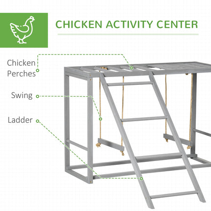 Walk-In Chicken Run 3x4x2m with Activity Shelf and Cover - Silver Grey