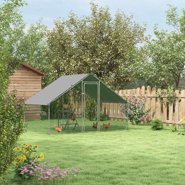 Walk In Chicken Run with Chicken Activity Shelf and Cover, 3 x 2 x 2m