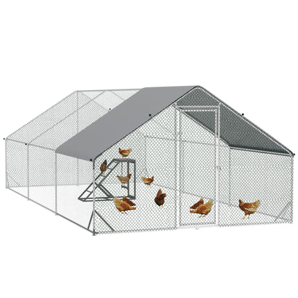 Walk-in Galvanised Steel Chicken Run with Chicken Activity Shelf and Cover, 3 X