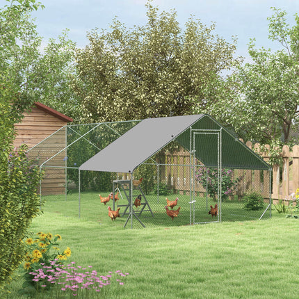 Walk-in Galvanised Steel Chicken Run with Chicken Activity Shelf and Cover, 3 X