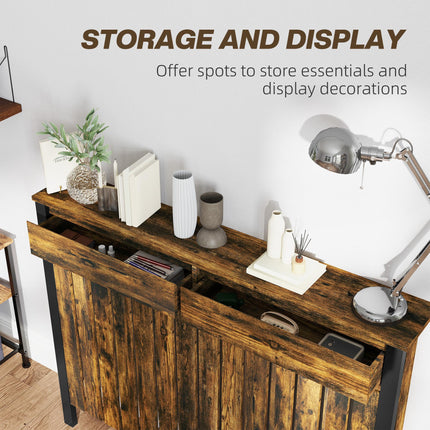 93 x 119cm Rustic-Look Radiator Cover with Drawers - Brown/Black