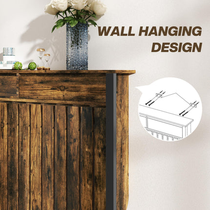 93 x 119cm Rustic-Look Radiator Cover with Drawers - Brown/Black