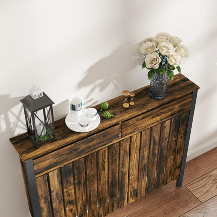 93 x 119cm Rustic-Look Radiator Cover with Drawers - Brown/Black