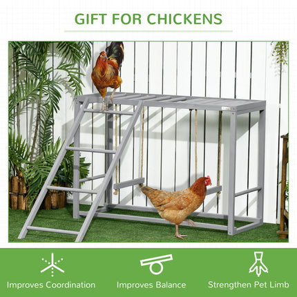 Walk-In Chicken Run 3x6x2m with Activity Shelf and Cover - Silver Grey