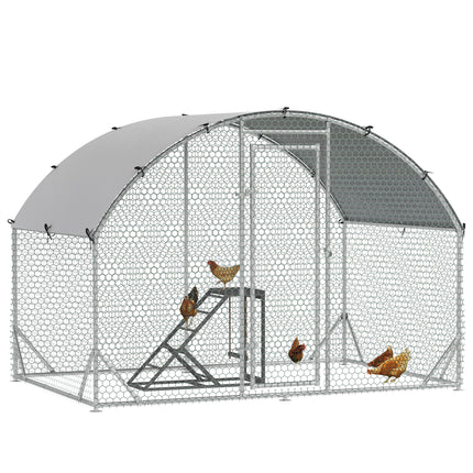 Walk-In Chicken Run, Metal Chicken Coop with Cover, Outdoor Hen Poultry House Ca