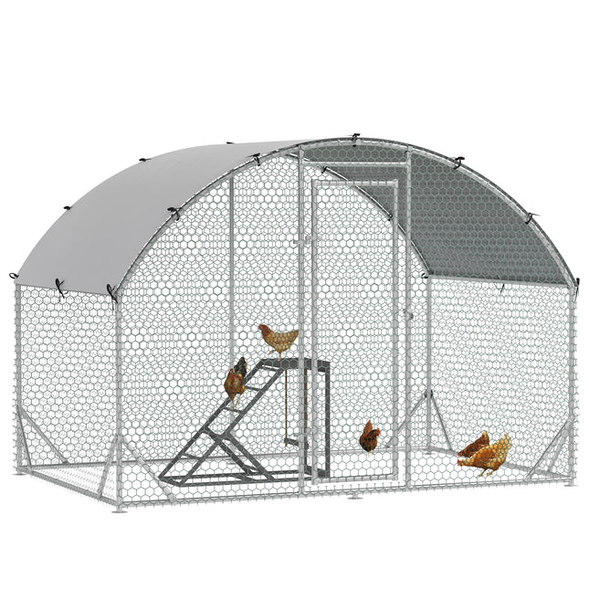 Walk-In Chicken Run, Metal Chicken Coop with Cover, Outdoor Hen Poultry House Ca