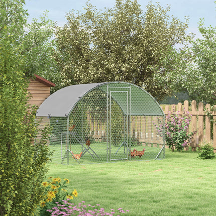 Walk-In Chicken Run, Metal Chicken Coop with Cover, Outdoor Hen Poultry House Ca
