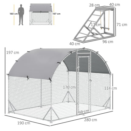 Walk-In Chicken Run, Metal Chicken Coop with Cover, Outdoor Hen Poultry House Ca