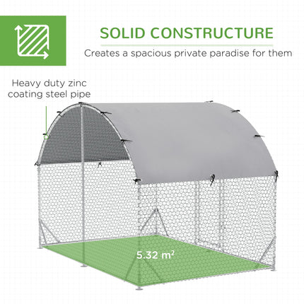 Walk-In Chicken Run, Metal Chicken Coop with Cover, Outdoor Hen Poultry House Ca