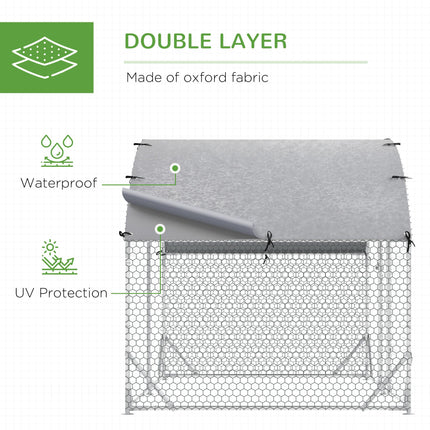 Walk-In Chicken Run, Metal Chicken Coop with Cover, Outdoor Hen Poultry House Ca