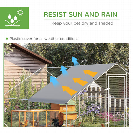 Walk In Chicken Run with Chicken Activity Shelf and Cover, 3 x 4 x 2m