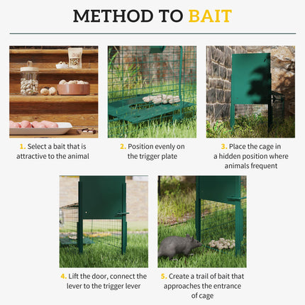 Metal Rat Trap with Single Door, for Small Animals, Dark Green