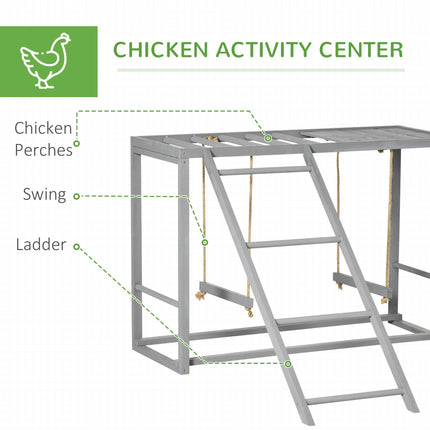 Walk In Chicken Run with Activity Shelf and Cover 2.8 x 5.7 x 2m - Silver Grey