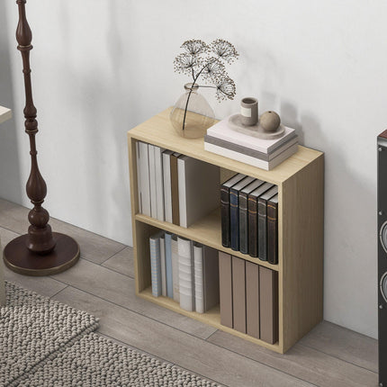 2 Tier Bookshelf, Low Bookcase with Adjustable Shelf, 2 Compartments for Home Of
