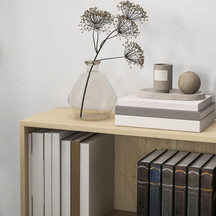 2 Tier Bookshelf, Low Bookcase with Adjustable Shelf, 2 Compartments for Home Of