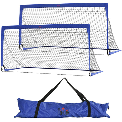 Set of 2 Foldable Football Goal Nets 6x3 ft with Carry Bags for Teens Adults - Blue