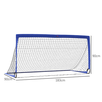 Set of 2 Foldable Football Goal Nets 6x3 ft with Carry Bags for Teens Adults - Blue