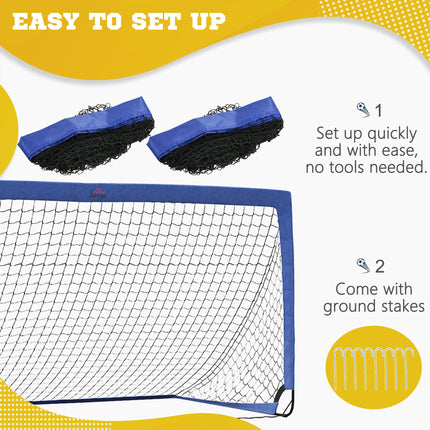 Set of 2 Foldable Football Goal Nets 6x3 ft with Carry Bags for Teens Adults - Blue