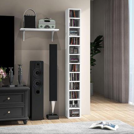 204 Capacity Tall Narrow CD and Media Storage Tower - White