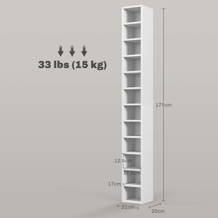 204 Capacity Tall Narrow CD and Media Storage Tower - White