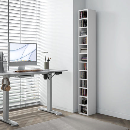 204 Capacity Tall Narrow CD and Media Storage Tower - White