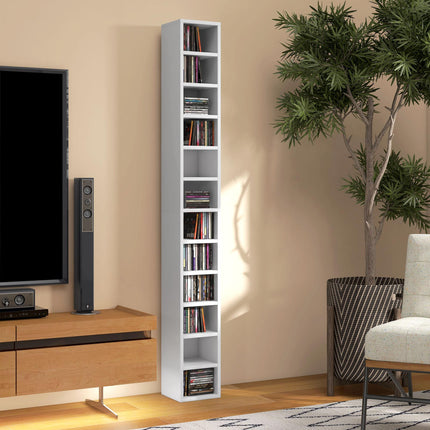 204 Capacity Tall Narrow CD and Media Storage Tower - White