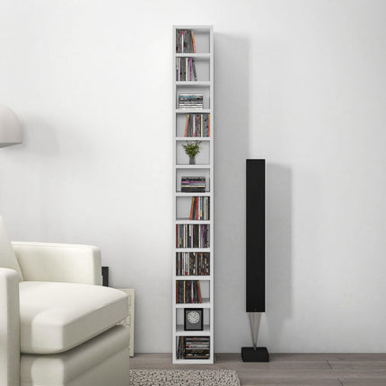 204 Capacity Tall Narrow CD and Media Storage Tower - White