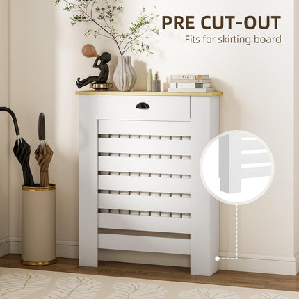 95.5H x 78Wcm Radiator Cover, with Drawer - White