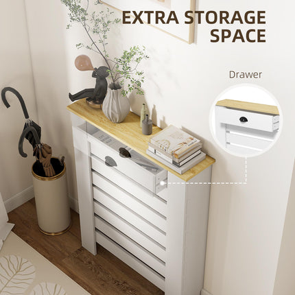 95.5H x 78Wcm Radiator Cover, with Drawer - White
