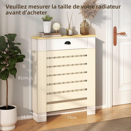 95.5H x 78Wcm Radiator Cover, with Drawer - White