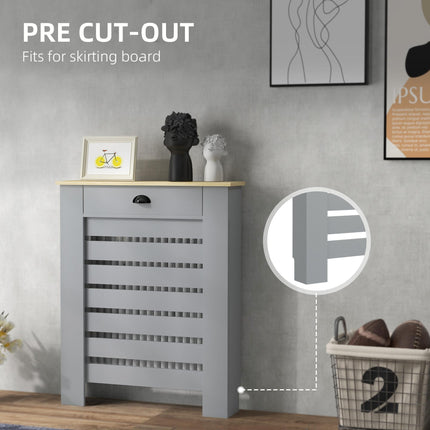 95.5H x 78Wcm Radiator Cover with Drawer - Grey