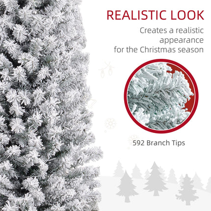 7' Prelit Artificial Christmas Tree with Colourful LED Lights, Flocked Tips, Berries & Pine Cones - Green