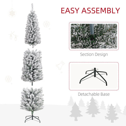 7' Prelit Artificial Christmas Tree with Colourful LED Lights, Flocked Tips, Berries & Pine Cones - Green