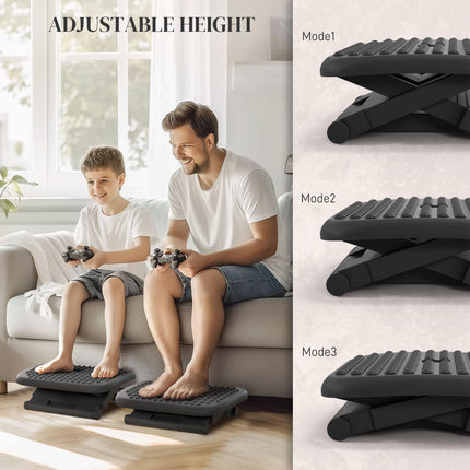 Adjustable Height & Angle Tilting Footrest for Home Office - Black