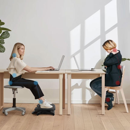 Adjustable Height & Angle Tilting Footrest for Home Office - Black