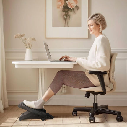 Adjustable Height & Angle Tilting Footrest for Home Office - Black