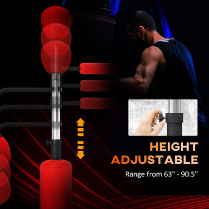 3-in-1 Freestanding Boxing Punching Bag with 2 Speed Balls & 360° Reflex Bar, Adjustable 160-230cm Height - Red